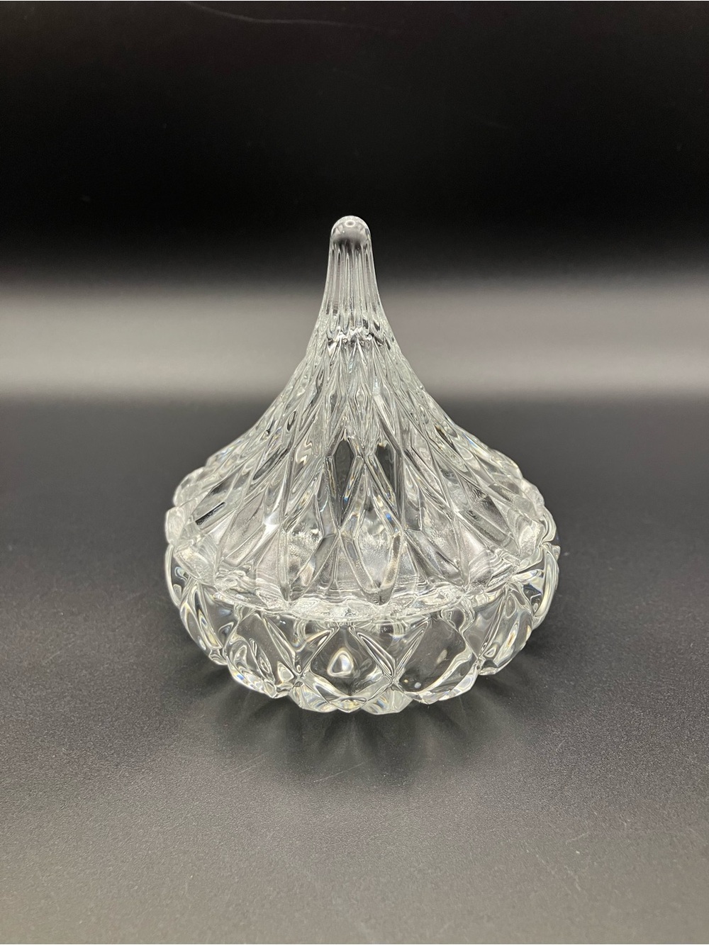 Mini Hershey Kiss Cut Crystal Decorative Trinket Dish with Lid - Clear